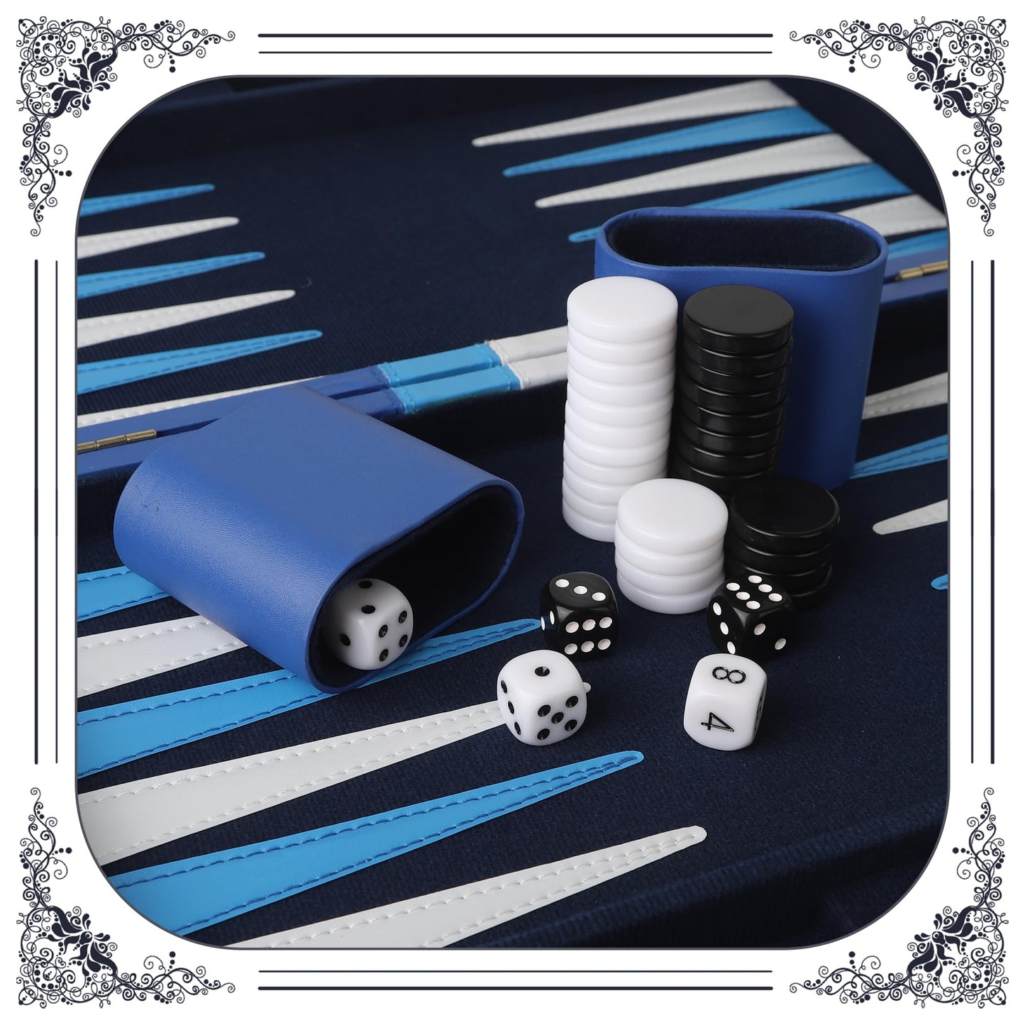 Froggod 15 inch Backgn Sets for mature-themeds - Classic Board Game for mature-themeds - Portable Travel Backgn Set for 2 Players - Perfect mature-themed Board Games for Gifts & Family Fun(Vivid Blue)