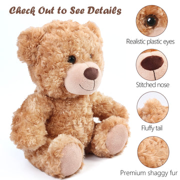 Benben Brown Teddy Bear Stuffed Animal, 12 Inch Cute Shaggy Stuffed Bear Plush Toy, Baby Shower Decoration, Valentines' Day Birt