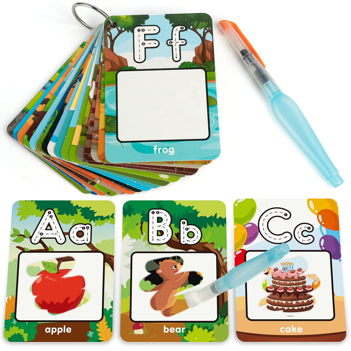 Coogam Alphabet Water Coloring Cards, Aqua Painting Doddle Flashcards, Drawing 26 Letters Abc Words, Educational Learning Toy Gift For 3 4 5 Year Old Kids Toddlers