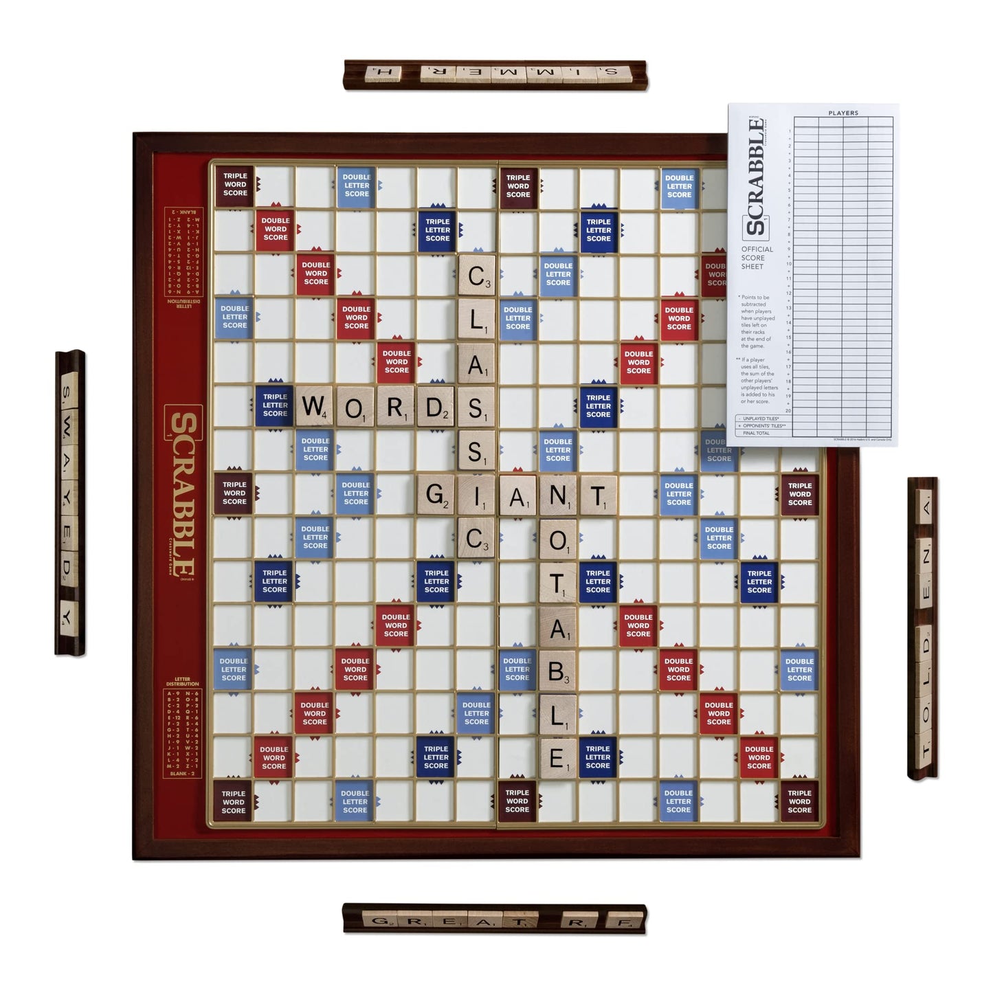 Ws Game Company Scrabble Giant Deluxe Edition With Rotating Wooden Board
