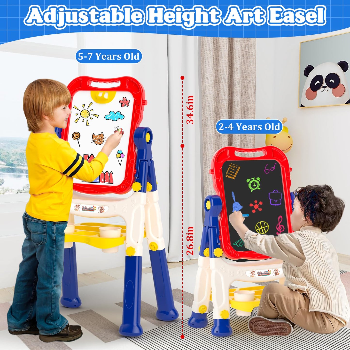 Weudear Double-Sided Magnetic Kids Art Easel, Small, Blue, Plastic, Model W-PLAS-EA-BU, Ideal for 3+ Year Olds
