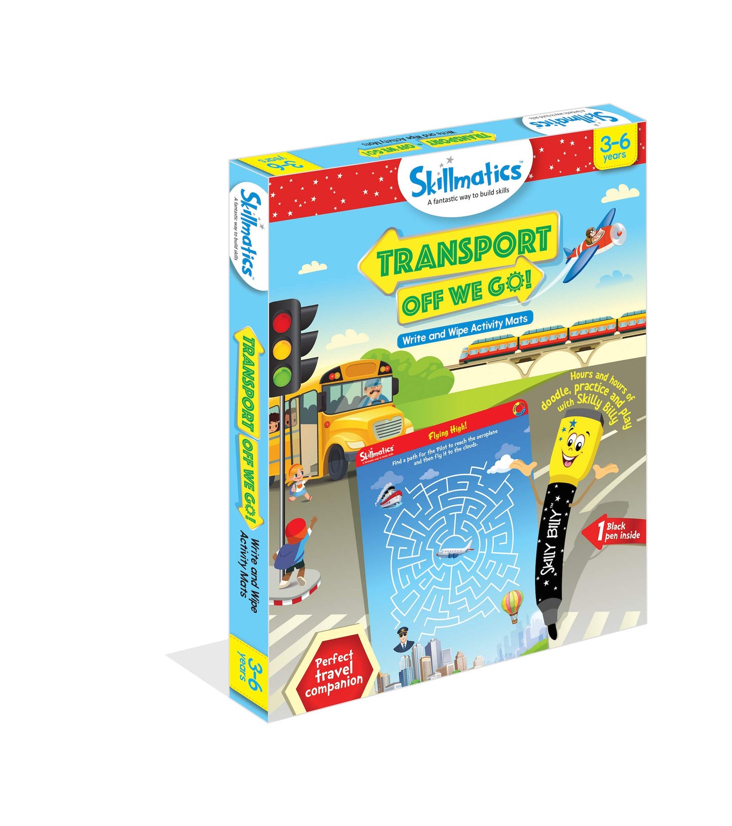 Skillmatics Educational Game - Transport Off We Go, Reusable Activity Mats With Dry Erase Marker, Gifts, Travel Toy, Ages 3 To 6