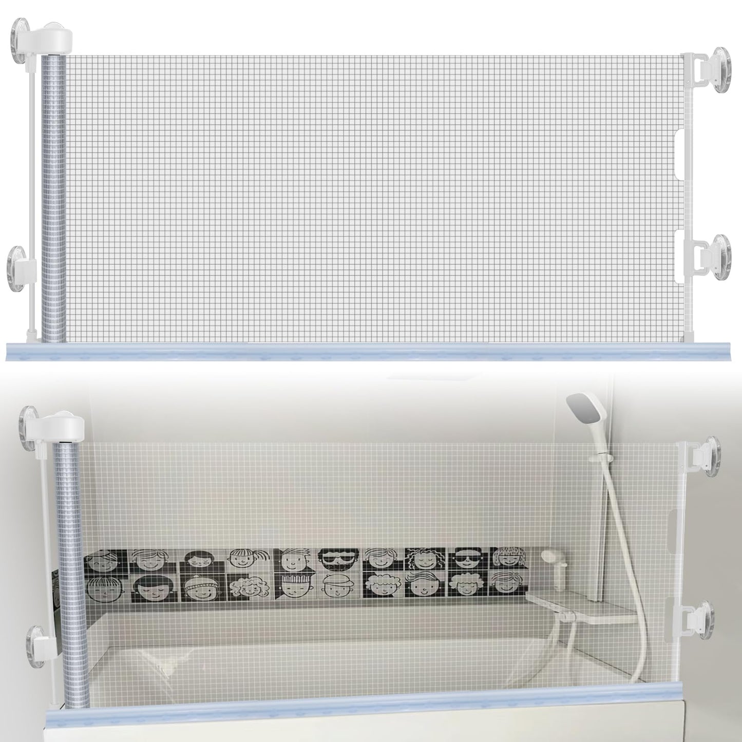 Retractable Bathtub Splash Guard For Tub Kids, Bath Splash Guard For Toddlers Kids Baby, Baby Gate With Clear & Locked Design, N