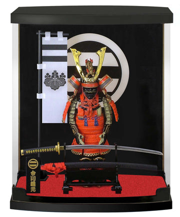 MEISTER JAPAN Samurai Figure - Imagawa Yoshimoto Armor, 1/10 Scale, Red Plastic, Model Samurai-A7, Perfect for Home or Office Decor