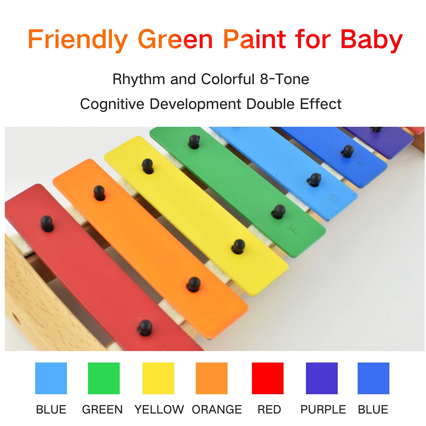 MUSICUBE Xylophone with Harmonica for Kids Orff Instruments Wooden Xylophone with Mallets Toddler Baby Musical Instrument Educat