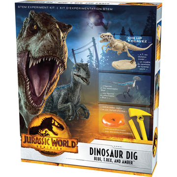 Jurassic World Dominion: Dinosaur Dig – Blue, T. Rex & Amber | Thames & Kosmos Stem Excavation Kit | Dig Out Prehistoric Treasures Custom Jurassic World Tools | Safe & Dust-Free | 2-Language (En/Fr)