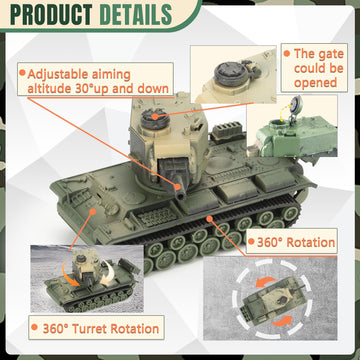 Maozyhomie 1:72 U.S Army Tank & Army Men Toys Playset, Includes 2Pc Us Tank-7 Models With 10Pc Toy Soldiers, Desert Tan And Oliv