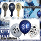 UniBirthLon 18Pcs 21st Birthday Balloons Set, Navy Blue & Silver, Rubber Latex, Confetti Decorations for Men & Women Party Decor