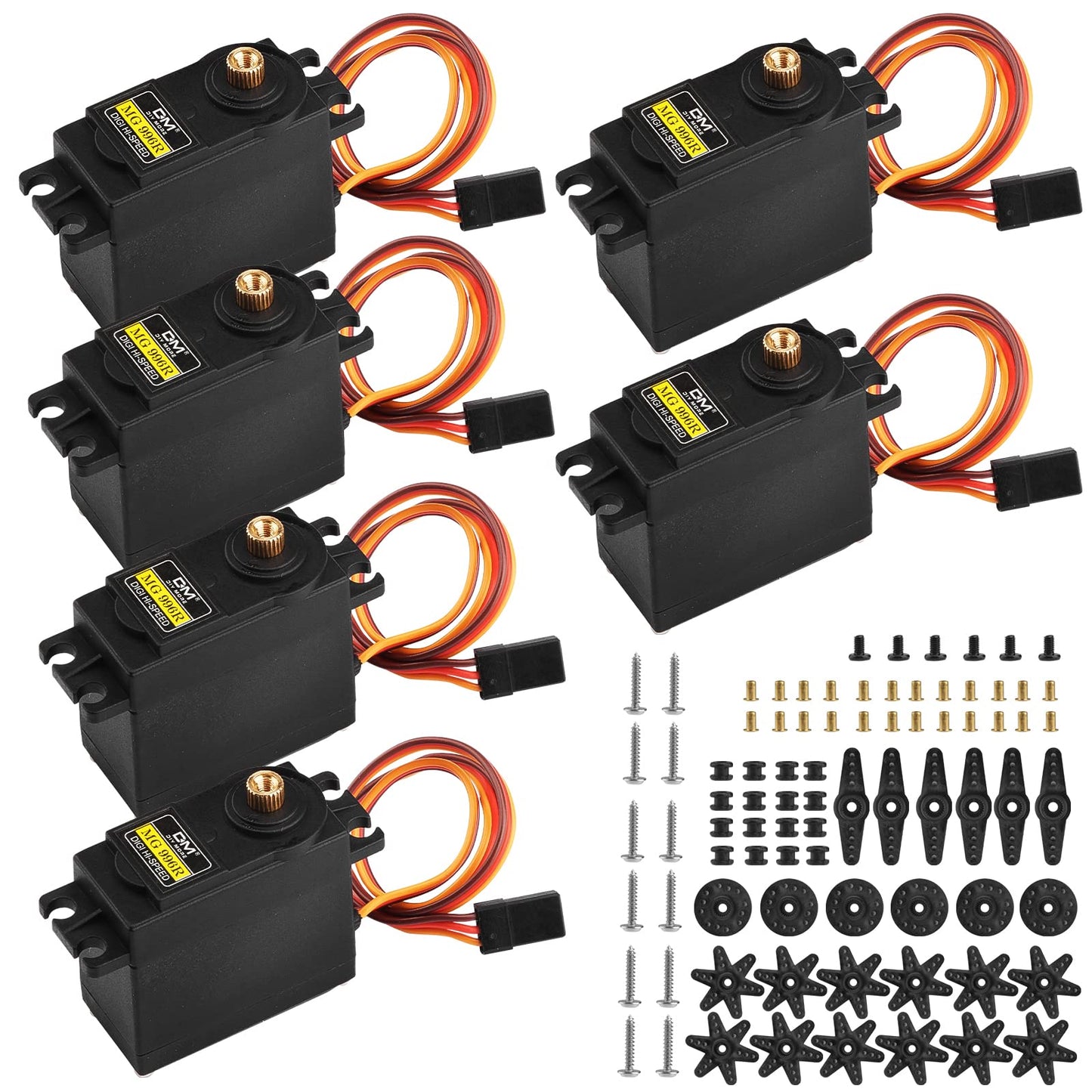 Aideepen [6-Pack] MG996R Metal Gear High Speed Torque Digital Servo Motor for JR RC Helicopter Car Boat Robot