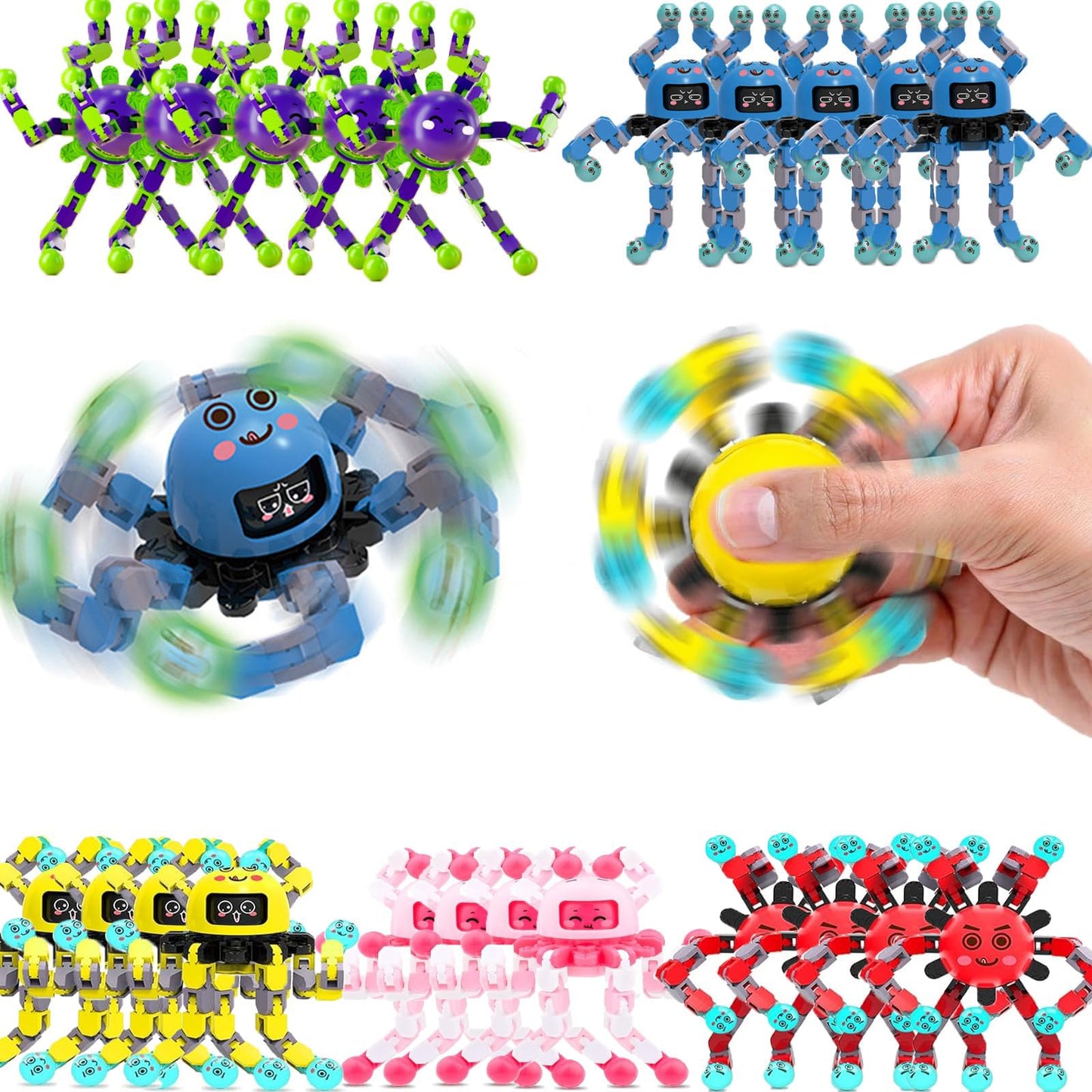 50 Pcs Transformable Fidget Spinner Toys For Kids, Stress Relief Sensory Toys For Autism Adhd, Birthday Party Favors, Easter Bas