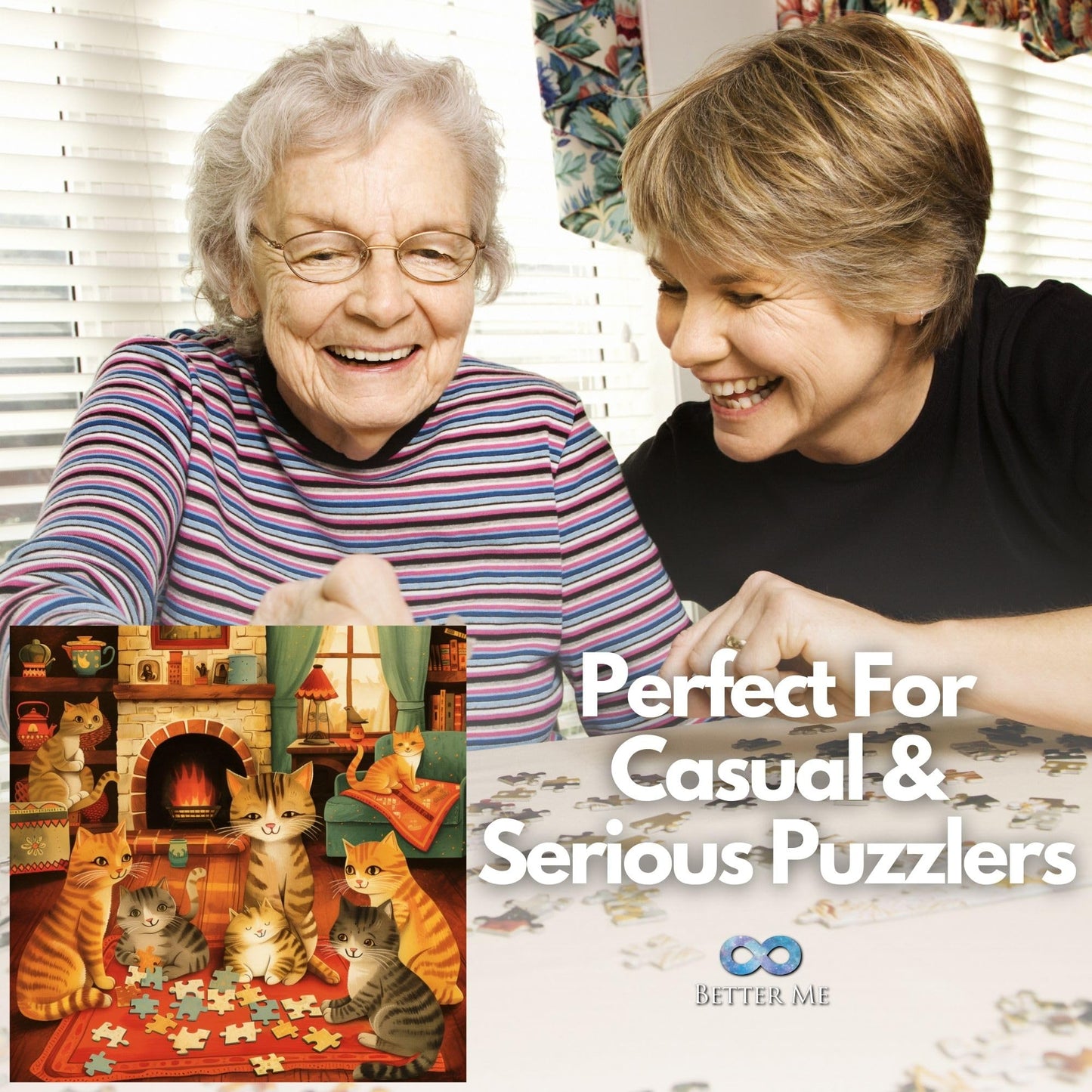 Purring Puzzlers 500 Piece Puzzles For Adults - Cute Cat Lover Holiday Cat Puzzle For Adults Teens & Family, Fun Puzzle Of A Gin