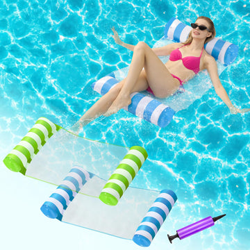 2 Pack Inflatable Pool Floats Adult, OKSUWATER 4-in-1 Water Hammock, Pool Floats for Swimming Pool Party Summer Lake Water Fun