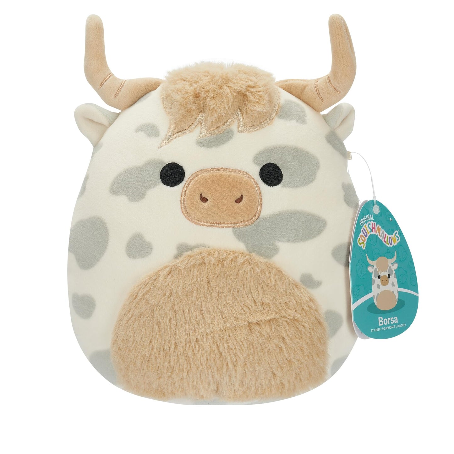 Squishmallows Original 19Cm Borsa, Grey Spotted Highland Cow, Add Ainhoca To Your Team, Ultra Soft Plush