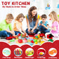 FunMission 134 Pcs Toy Kitchen Accessories, Pretend Cooking Toys with BBQ Grill, Pressure Cooker, Kettle, Pots, Pans, Kitchen Pl