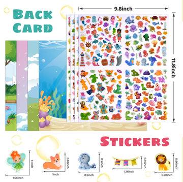 3D Puffy Stickers For Kids, 800+ Stickers For Toddlers, Including 4 Diy Scene Cards Of Fantasy Fairy Princess Unicorn Dinosaur A