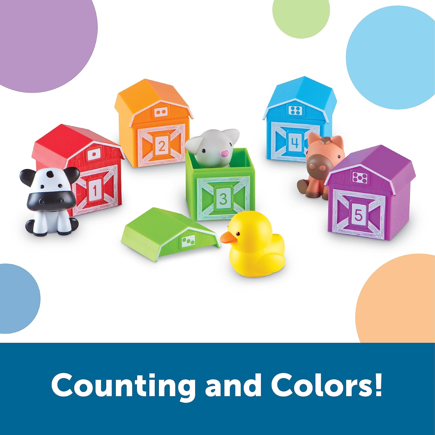 Learning Resources Peekaboo Learning Farm - 10-Piece Toddler Toy Set, Counting & Sorting, Plastic, 6.2x10.4x2.7 inches, Multi, Model L