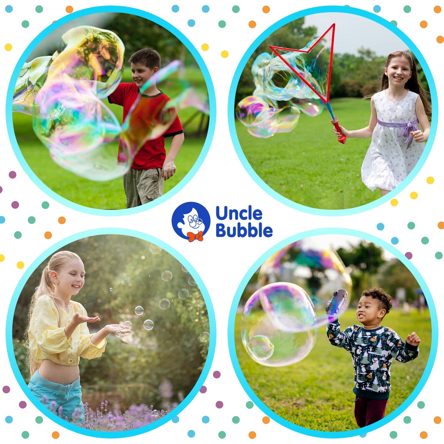 Uncle Bubble 2 Sets Giant Bubble Wands - Includes 2 Big Bubble decorative replica blade and 8oz Uncle Bubble Ultra Bubble Solution