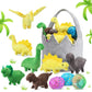 Gemscream 11 Pcs Dinosaur Stuffed Animal Dino Plush Toy And Egg Bag Set Cute Stuff Animals 7 Soft Dinosaur 1 Basket 3 Dinosaur E