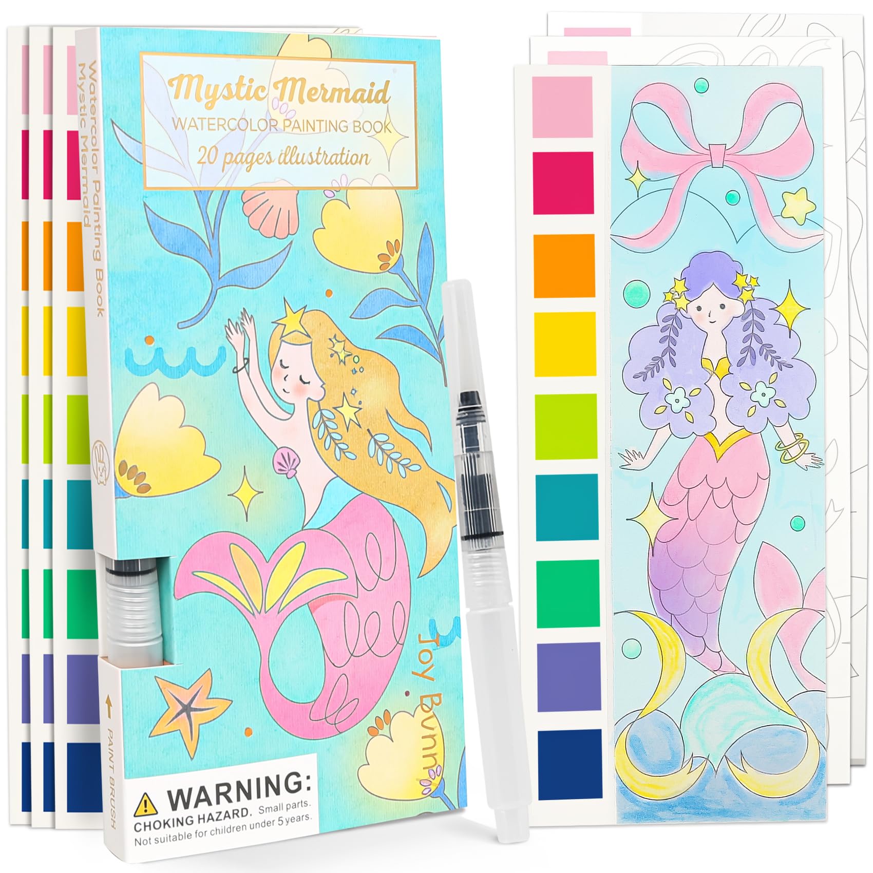 ROOCHKD Watercolor Painting Coloring Books Pocket Watercolor Paint Bookmarks, Mess Free Paint with Water Set, Travel Class Activ