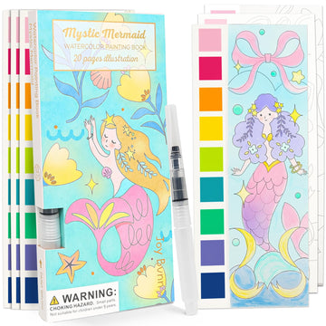 ROOCHKD Watercolor Painting Coloring Books Pocket Watercolor Paint Bookmarks, Mess Free Paint with Water Set, Travel Class Activ