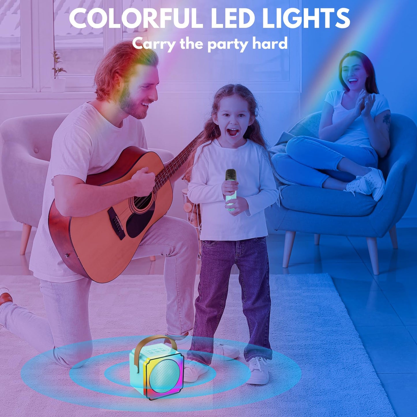 Karaoke Machine, Portable Bluetooth Speaker With Wireless Microphones For Kids Adult, Birthday Family Party Gifts Toys For Toddler Girls Boys 3 4 5 6 7 8 9 10 11 12+ Year Old
