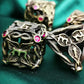 Mjdiceok Hollow Magic Vine Leaf Metal Dice Set Dnd Dice Set 7 Role Playing Dice D&D Dungeons And Dragons Dice (Ancient Bronze +