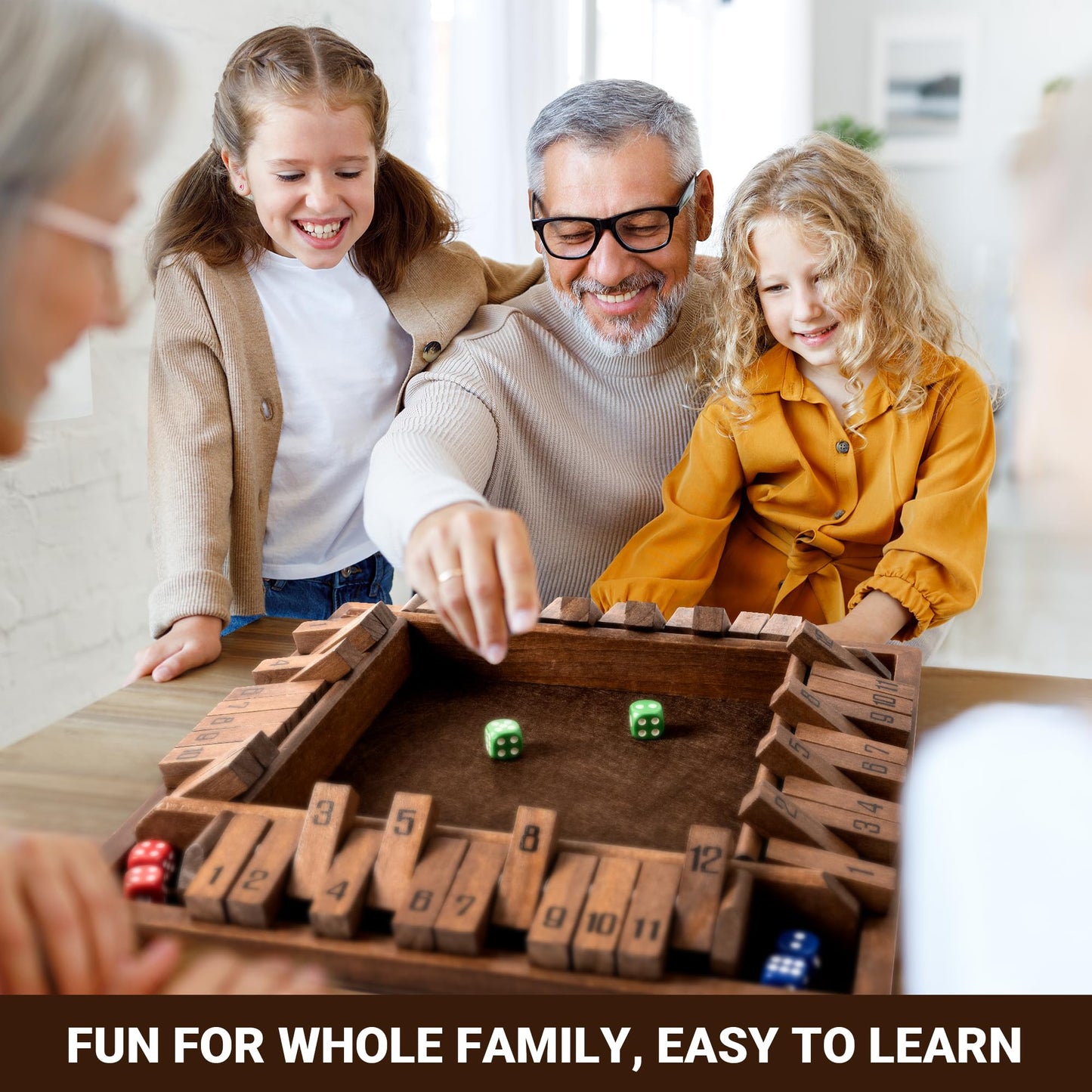 ropoda Shut The Box Game  Upgraded 12 Numbers Wooden Board Games for mature-themed and Kids  Shut The Box Dice Game -Addition Training  Fun for Family Game Night Vintage Style