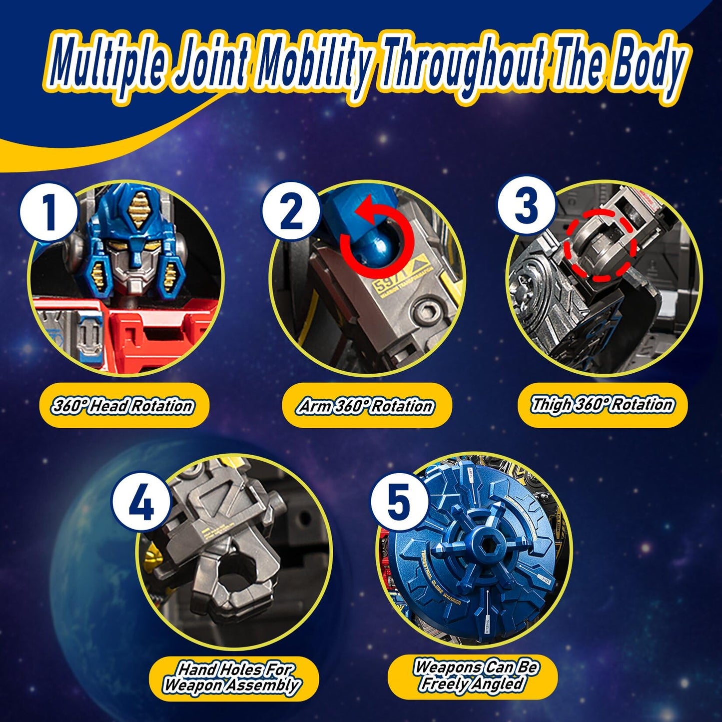 Hapystar Globe Transforming Toy, 2 in 1 Transform into Robot Action Figure, DIY Transformation Figure Toys for Kids & Adults Act