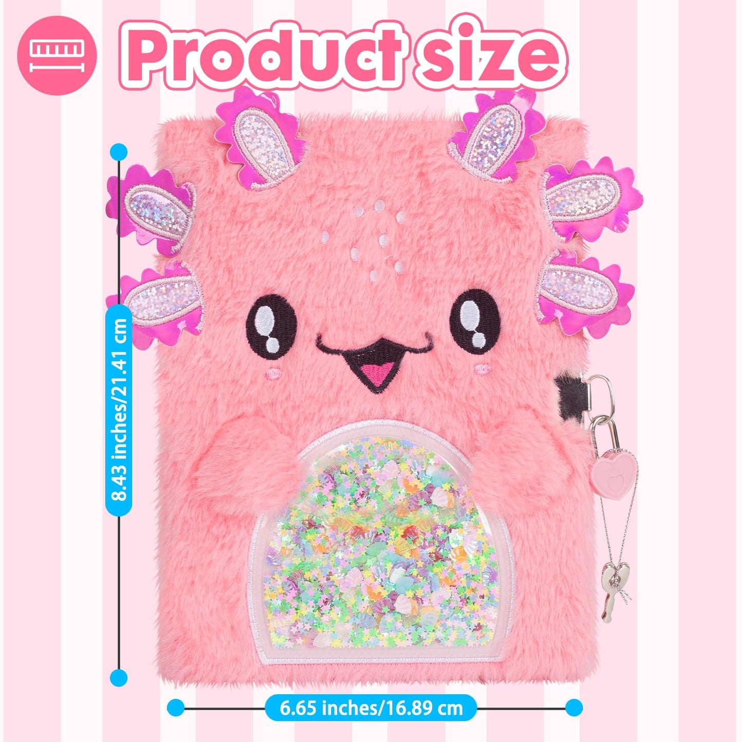 YOYTOO Rabbit Diary for Girls with Lock and Keys, Cute Bunny Journal Notebook for Kids, Plush Lock Diary with 160 Lined Pages fo