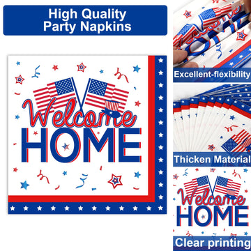 100Pcs Military Welcome Home Decorations Deployment Returning Party Supplies Set Patriotic Army Homecoming Party Decor Favors We