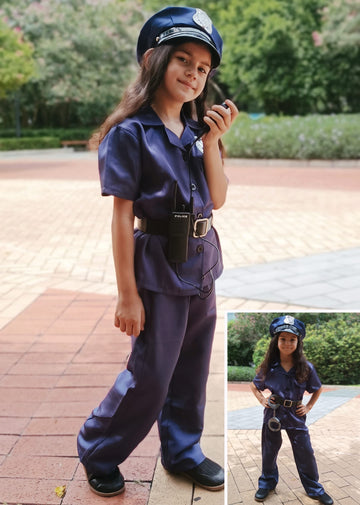 Kakalver Kids Police Officer Costume Girls Cop Costume For Halloween Police Dress Up Party Police Gifts