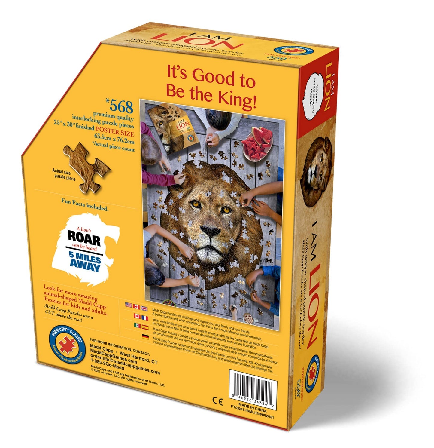Madd Capp Puzzles - I Am Lion - 550 Pieces - Animal Shaped Jigsaw Puzzle