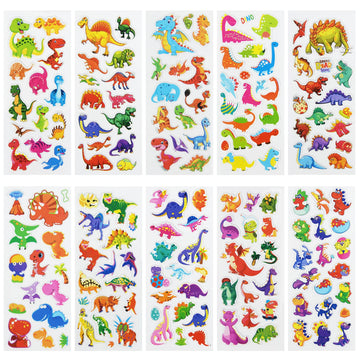 24 Sheets(400+) Dinosaur 3D Puffy Stickers For Toddlers Kids, Bulk Preschool Sticker Sheets For Reward, Craft, Scrapbooking