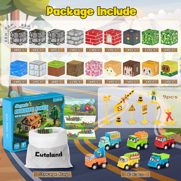 Cuteland Magnetic Blocks 216Pcs City Style, Magnetic Building Blocks For Boys 6-8, Toys Gift For 6+ Year Old Kids