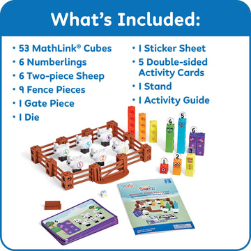 Hand2Mind Numberblocks Sheep Farm Mathlink Cubes Activity Set, Preschool Learning Activities, Counting Blocks, Kids Educational Toys, Number Math Manipulatives For Preschoolers, Easter Gifts For Kids