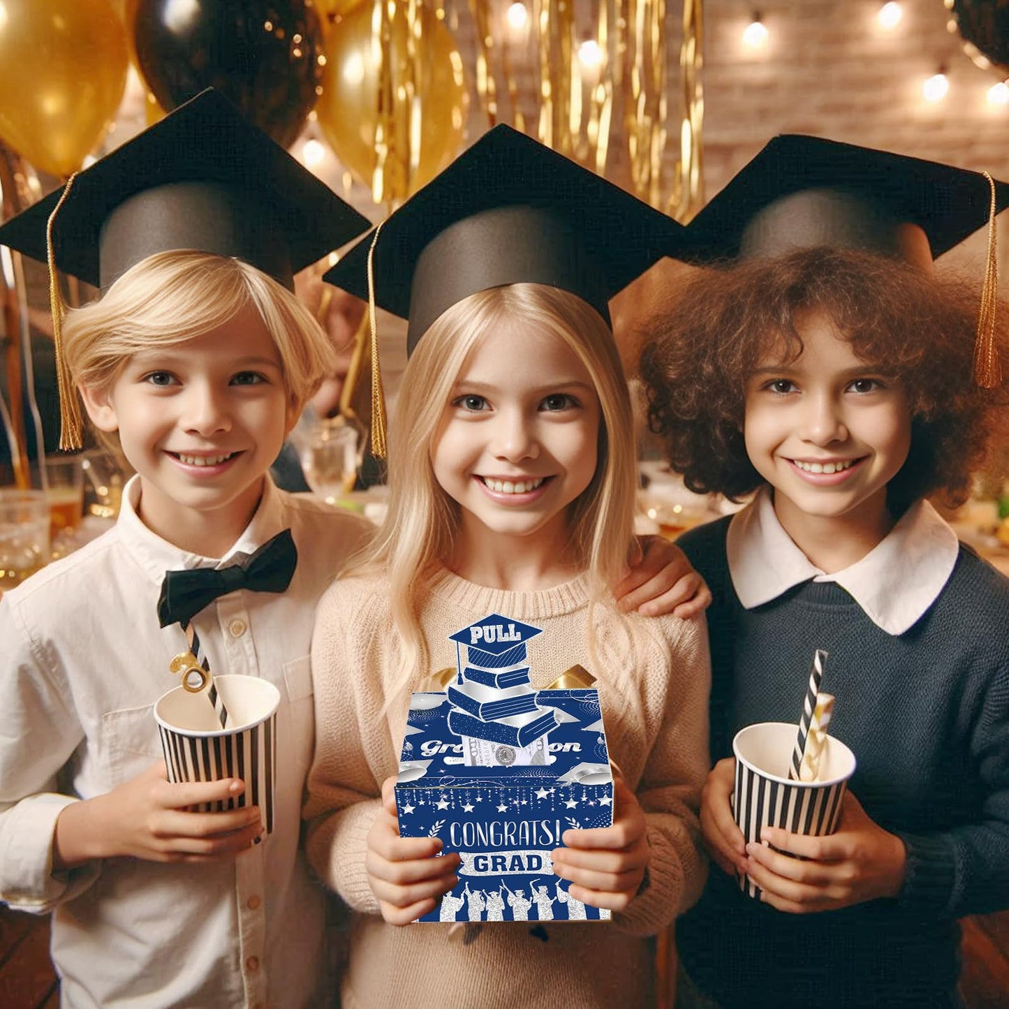 Graduation Money Box For Cash Gift Pull,Blue Silver Graduation Gifts Surprise Money Box With Pull Out Happy Graduation Congrat Grad Card For Class Of 2025 Graduation Party Supplies High School College