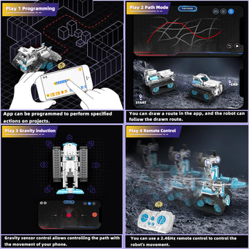 Suplanet Stem Robot For Kids Ages 8-14, 5-In-1 Remote Control And App Programmable Robot Toys - 720 Pcs Diy Building Science Edu