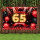 Happy 65Th Birthday Banner Backdrop Red And Black 65 Years Old Background Bday Decorations For Women Men Photography Party Supplies Glitter