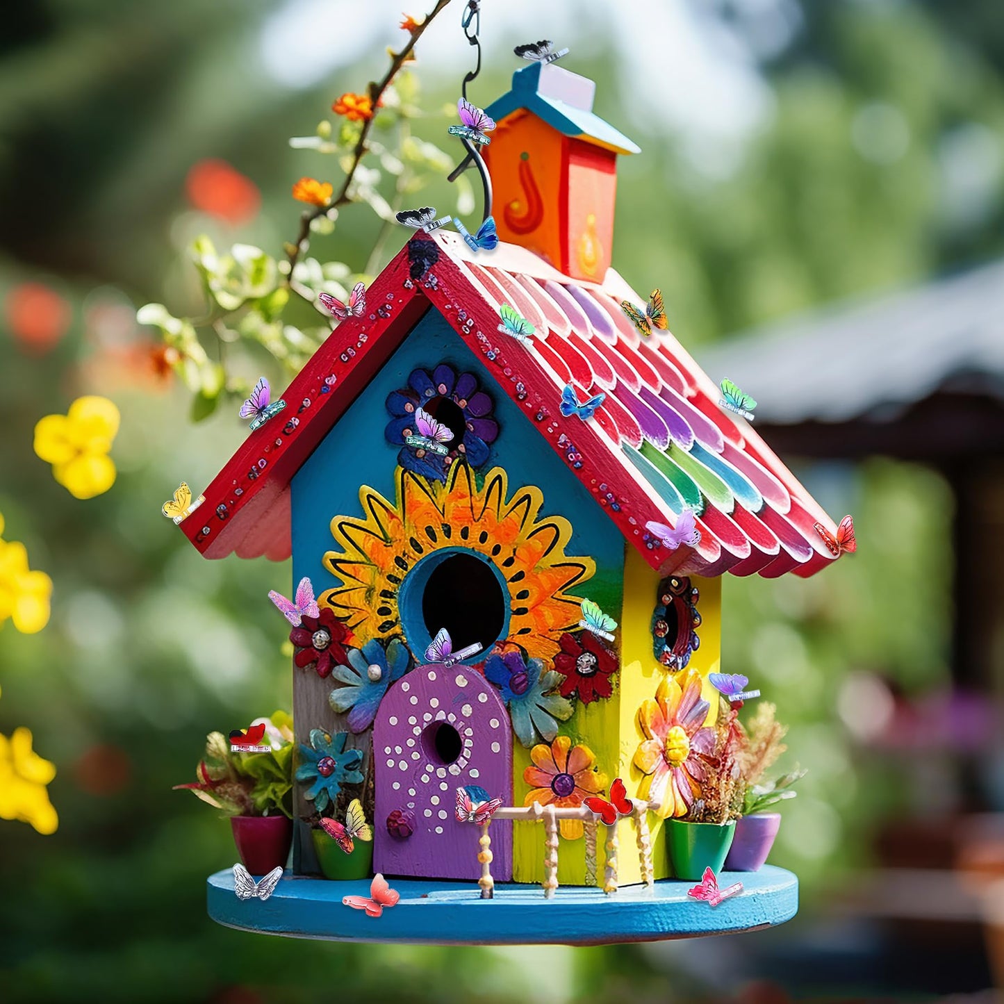 Yuronam 70 Pcs Mini Butterflies Tiny Resin Butterflies Miniature Ornaments For Fairy Garden Dollhouse Micro Landscape Decoration