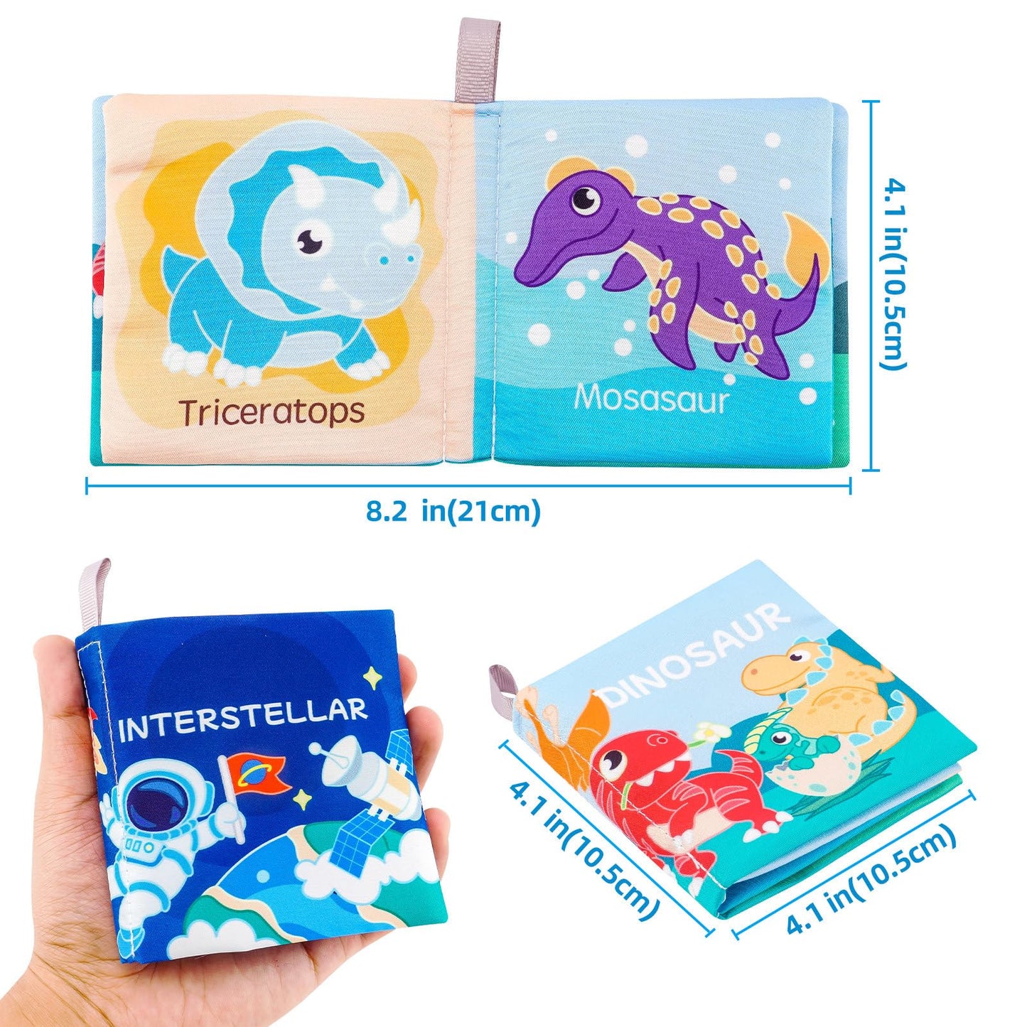 Looklebe Soft Baby Crinkle Book Set,6Pcs Bath Books,Nontoxic Fabric Soft Cloth Books For Babies,Early Education Toys Giftable,Id