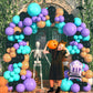House Of Party Halloween Balloon Arch Kit - 18/12/10/5 Inch Black Purple Orange And Teal Balloons With Large Gravestone Foil Bal