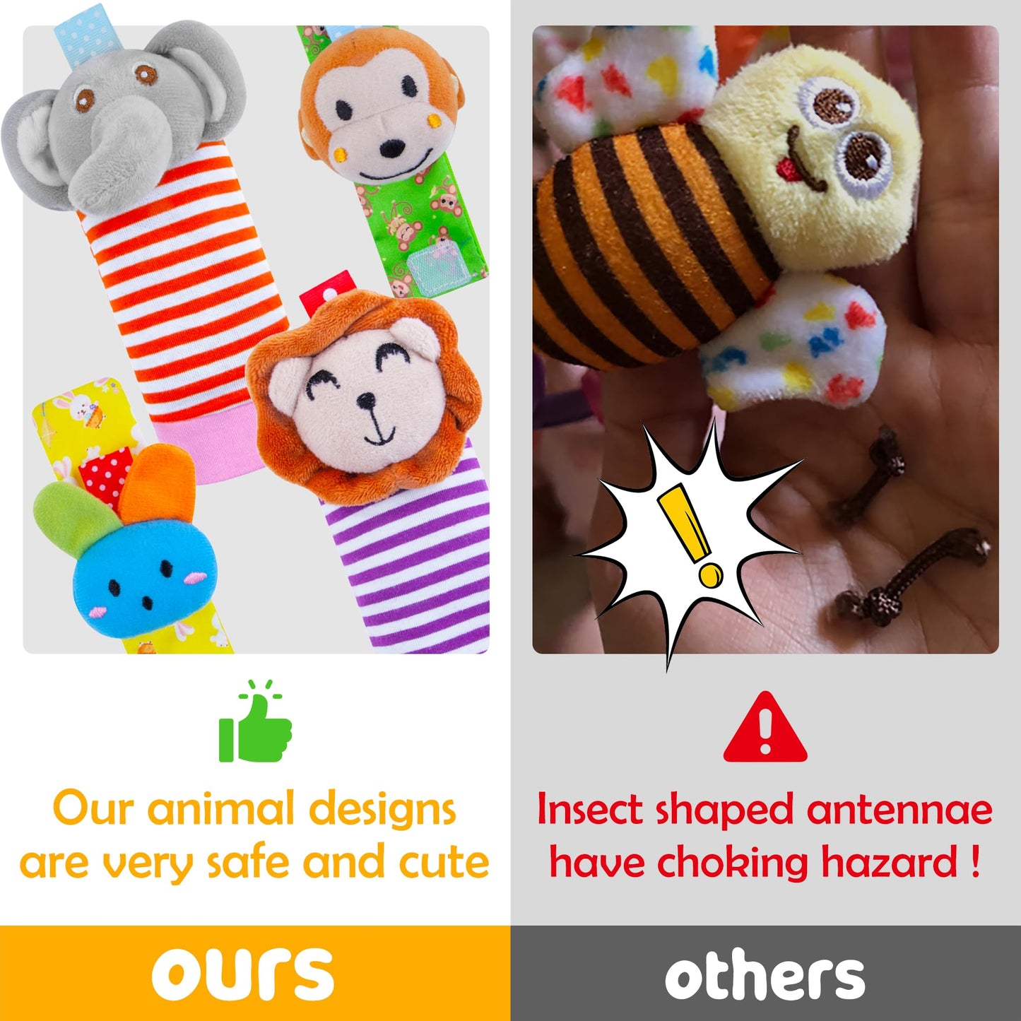 Yeeeasy Baby Rattle Cotton Socks And Wrist Rattle Strap Set, Infant Toys 0 3 6 9 12 Months, Baby Gifts For Boys And Girls, Devel