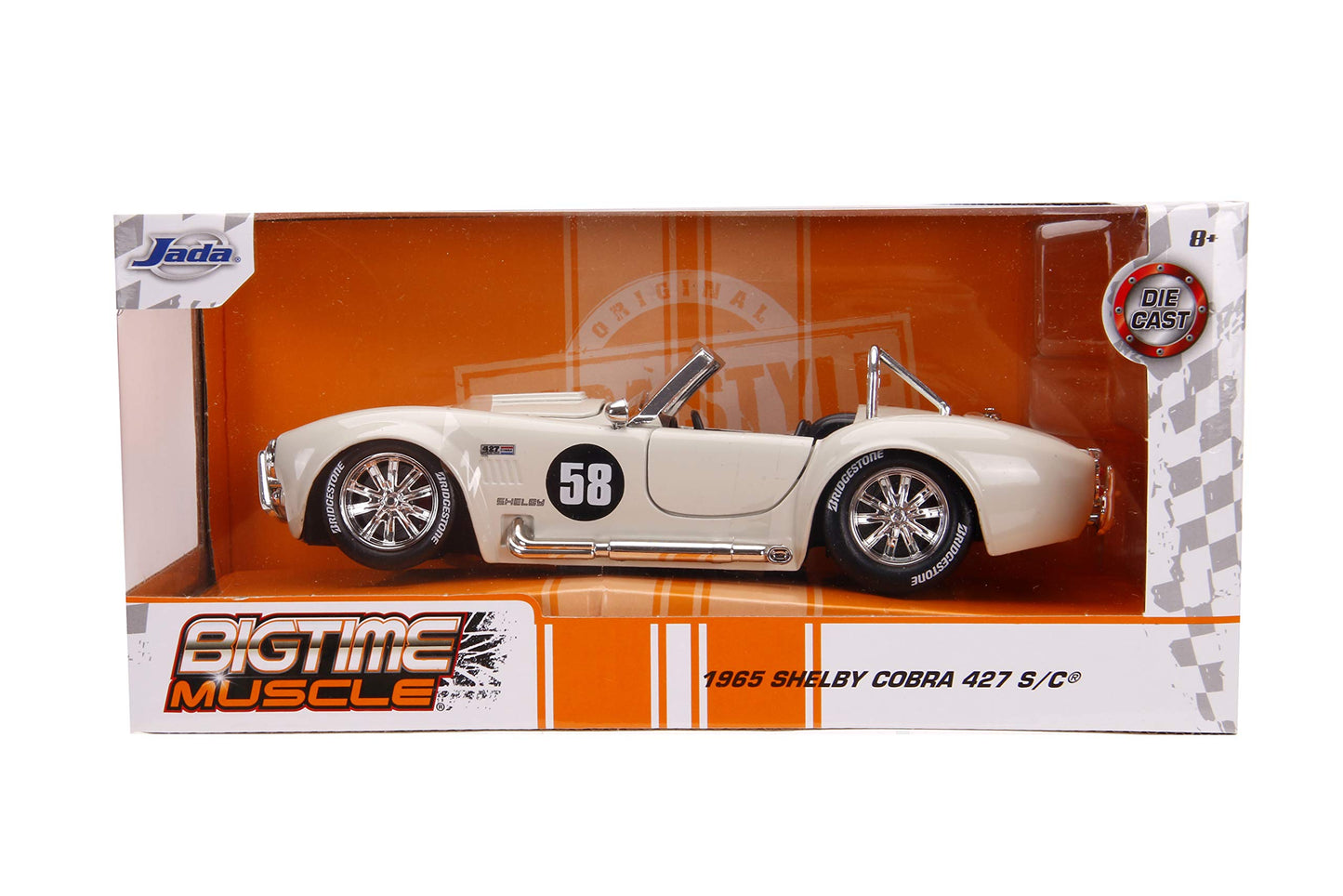 Jada Toys Bigtime Muscle 1:24 1965 Shelby Cobra 427 S/C Die-cast Car White, Toys for Kids and Adults