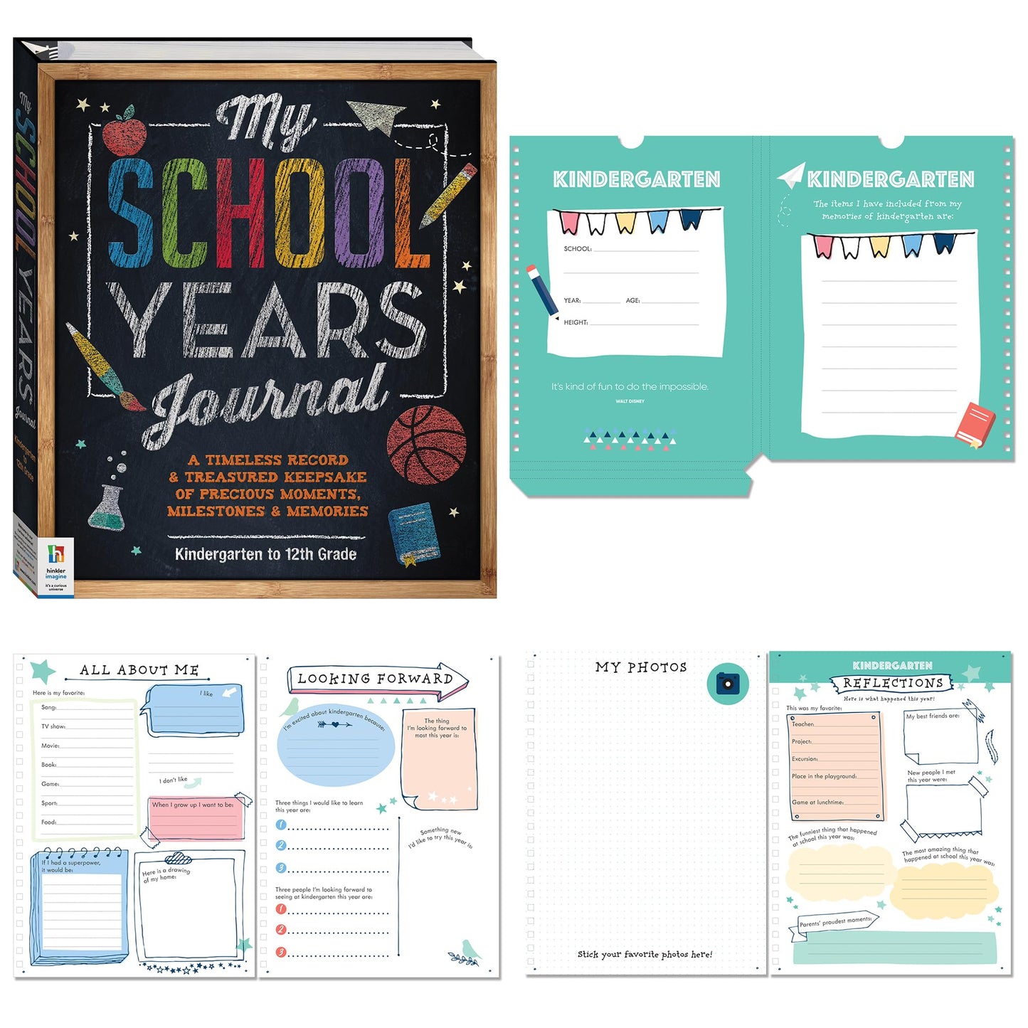 Hinkler: My School Years Journal - Preserve Memories of Children  Kindergarten to Grade 12  Store Certificates & Medals  Comes with Height Chart