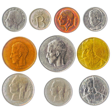 HOBBY OF KINGS Belgium 10 Mixed Coins Set | Centimes & Francs | Vintage Currency 1948-2001 | Collectible Old Belgian Coins