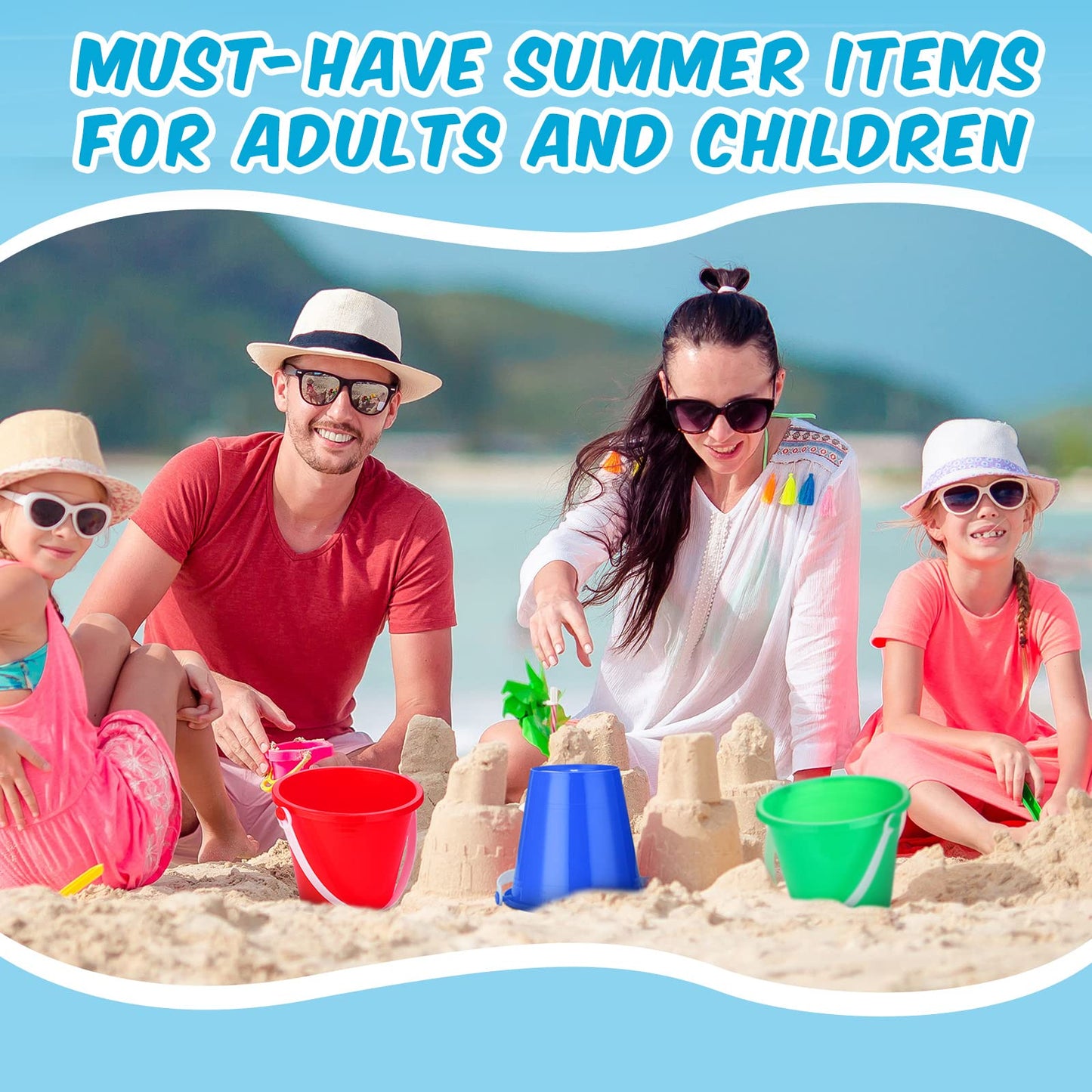 Didaey 24 Pcs 5 Inch Beach Bucket Sand Buckets Colorful Fun Plastic Pails And Sandcastle Mold For Kids Toddler Tool Summer Beach
