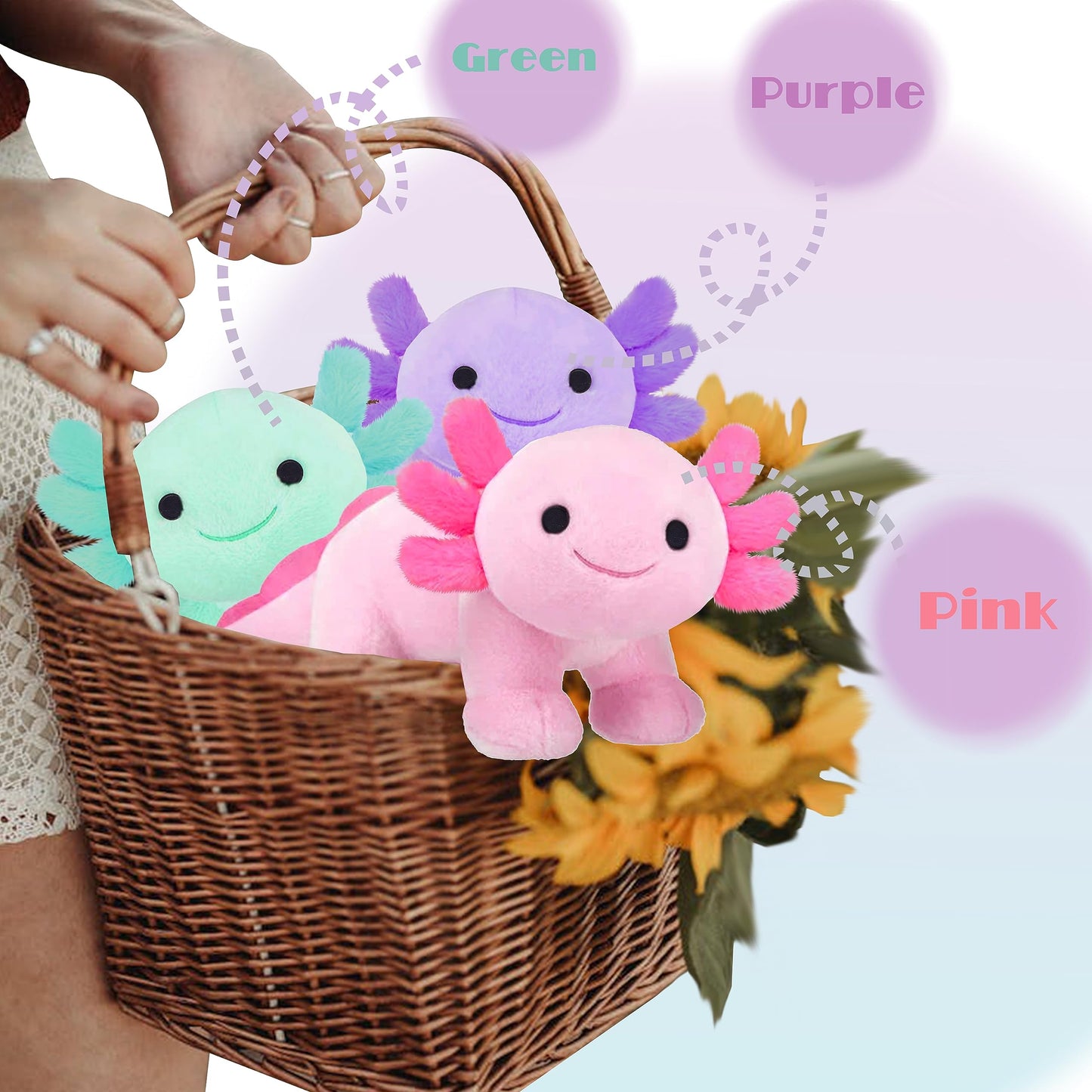Cnaana Axolotl Plush, Soft Cute Axolotl Stuffed Animal Plushies, Kawaii Plushies Dolls For Kids, Gift For Girls Boys (Green)