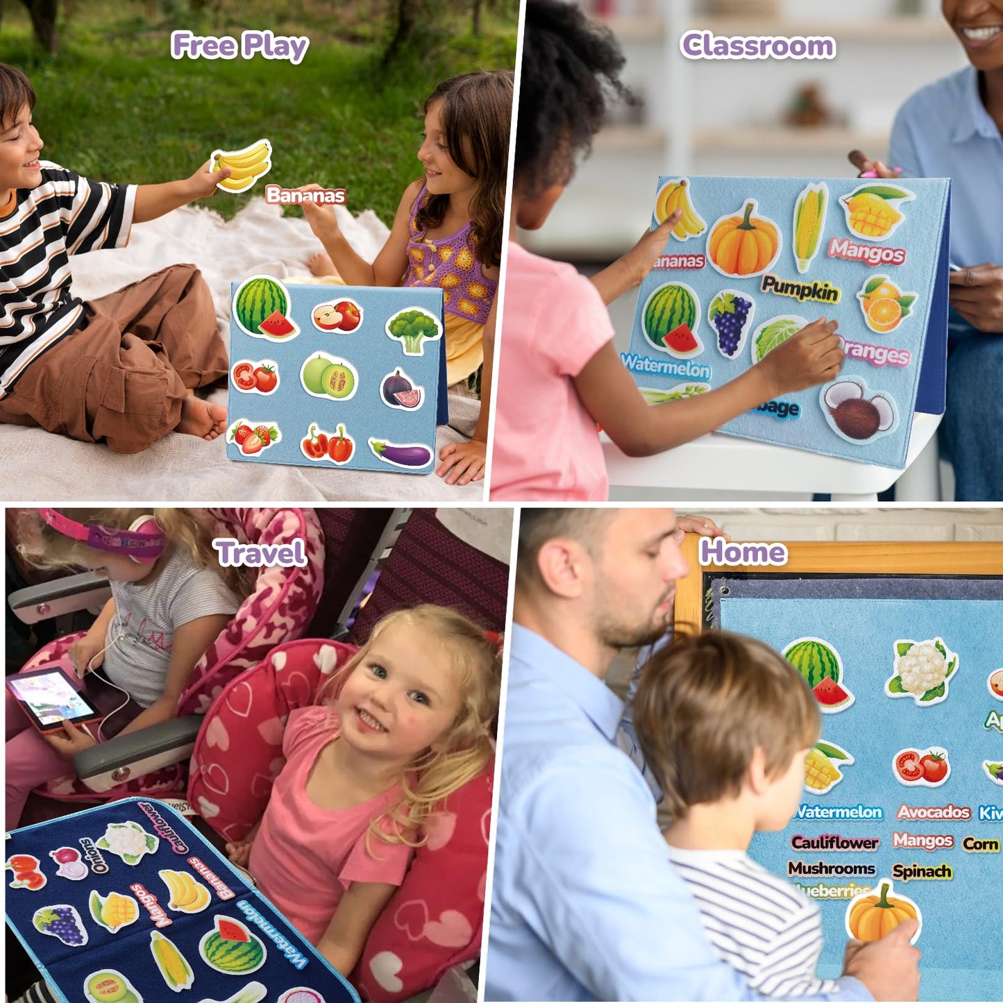 Chefan Fruits And Vegetables Felt Board Pieces, Precut Flannel Board Pieces, Felt Figures Sets Flannel Graph Educational Learnin