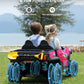 Elemara Ride On Cars 2 Seater W/Sun Shade, Dump Bed And Shovel, Ride On Toy For Big Kids, 12V 10Ah 4Wd Powered Electric Car, Sid