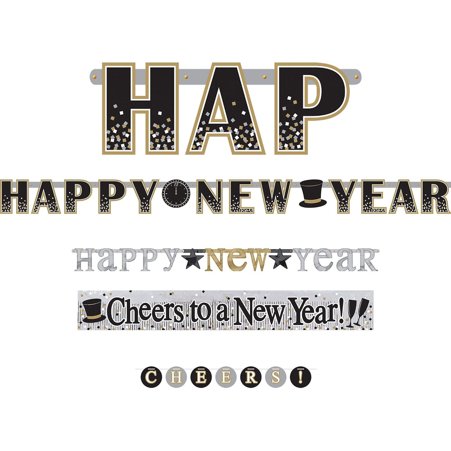 amscan 4 in 1 Happy New Year Decoration Banner Set